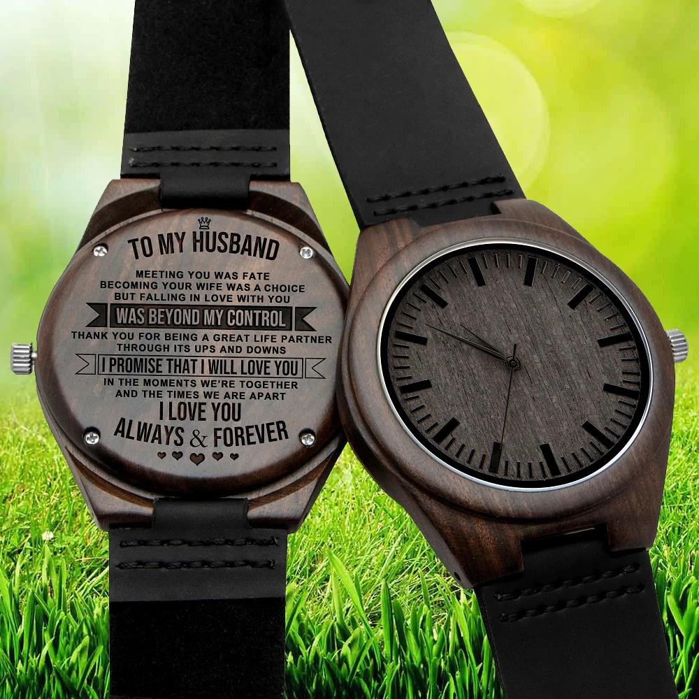 Gift For Husband Becoming Your Wife Was A Choice Engraved Wooden Watch