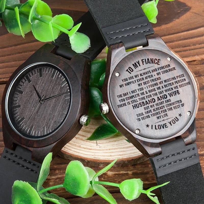 Gift For Husband Fiance Being Yours For The Rest Of My Life Engraved Wooden Watch