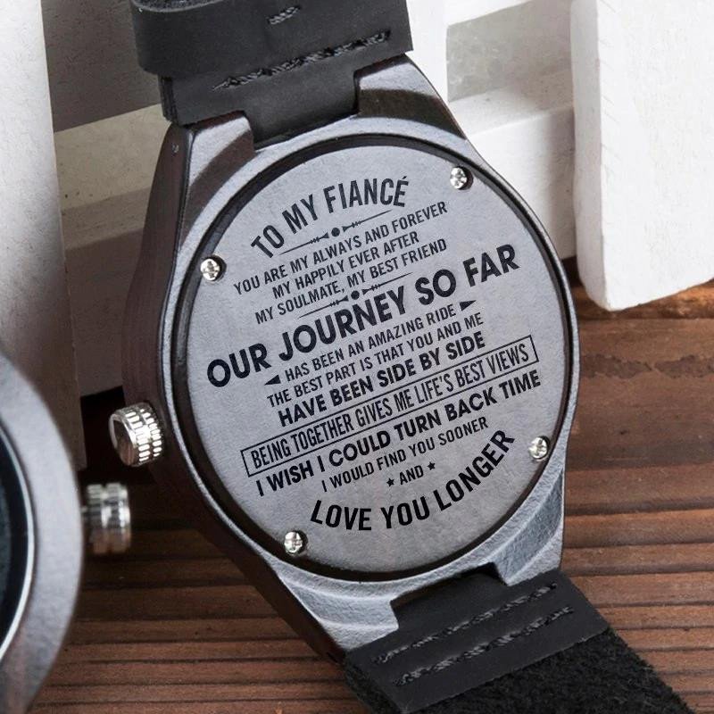 Gift For Husband Fiance I Wish I Could Turn Back Time Engraved Wooden Watch