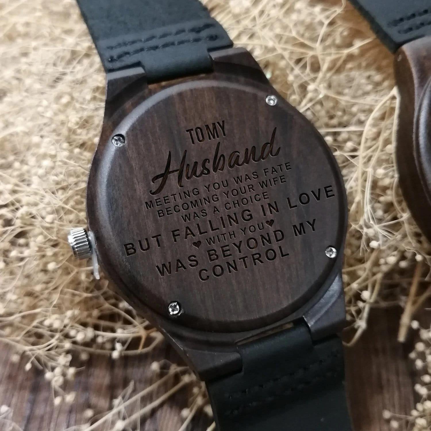 Gift For Husband Meeting You Was Fate Cool Design Engraved Wooden Watch