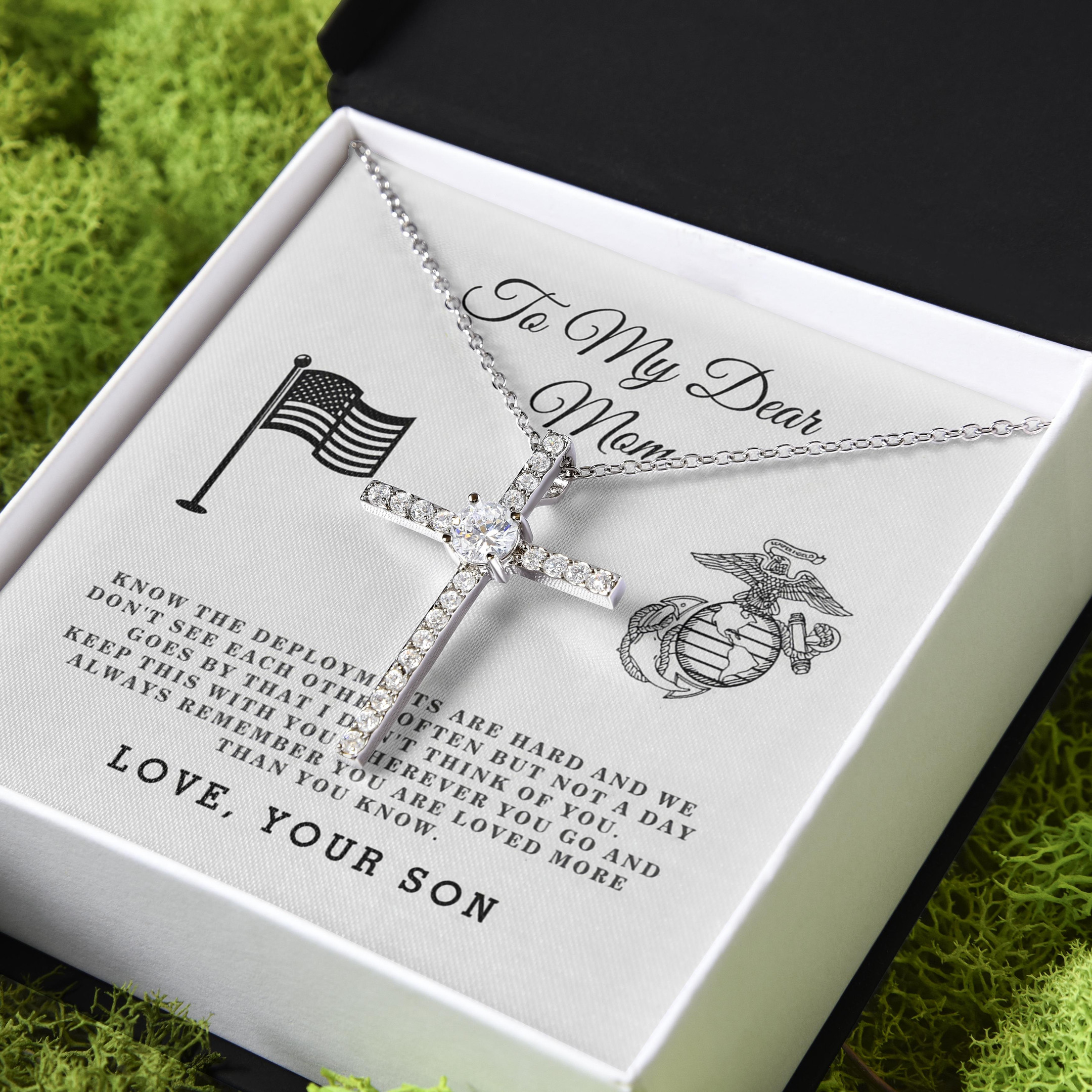 Gift For Mom You Are Loved More Than You Know CZ Cross Necklace