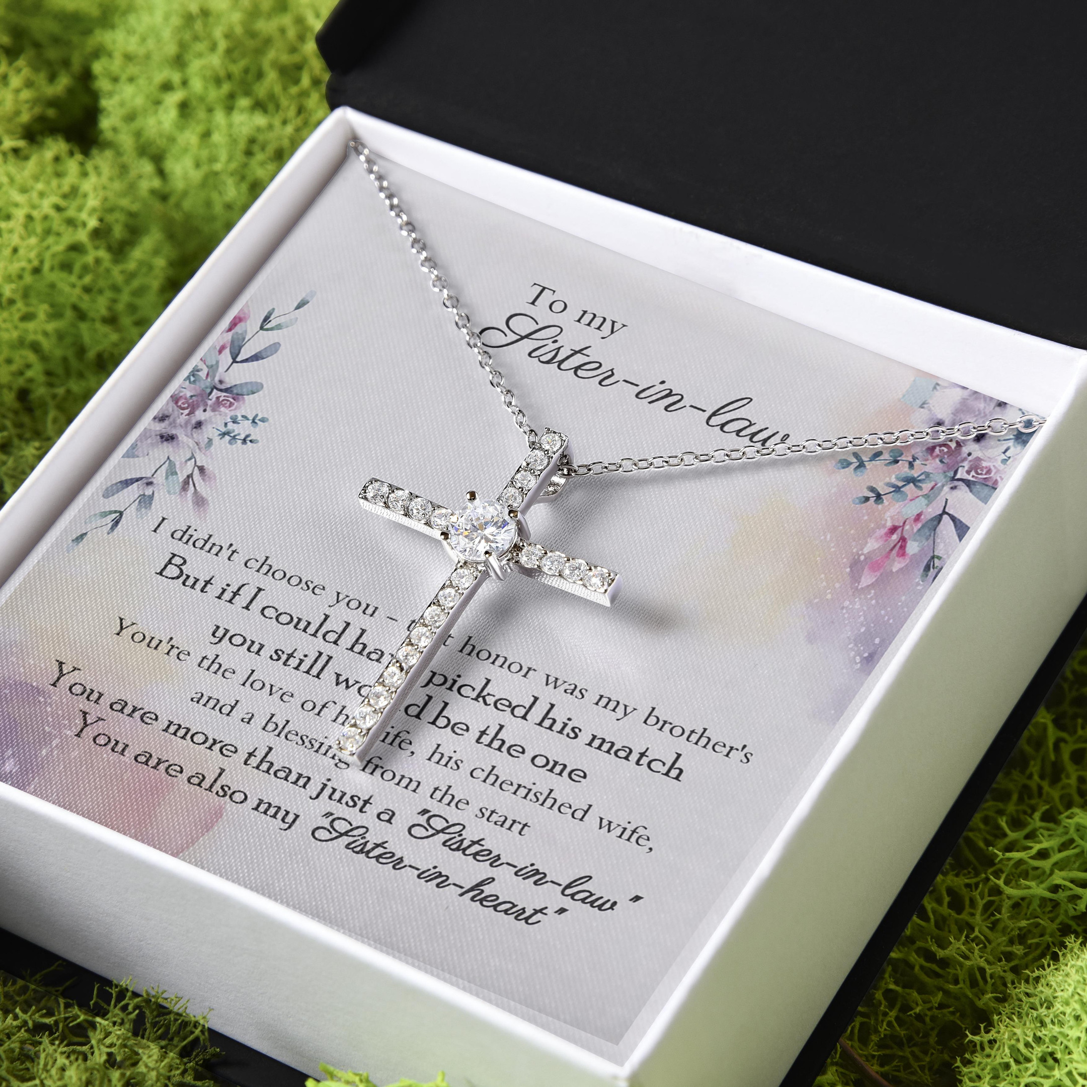 Gift For Sister In Law You Are Also My Sister In Hearta CZ Cross Necklace