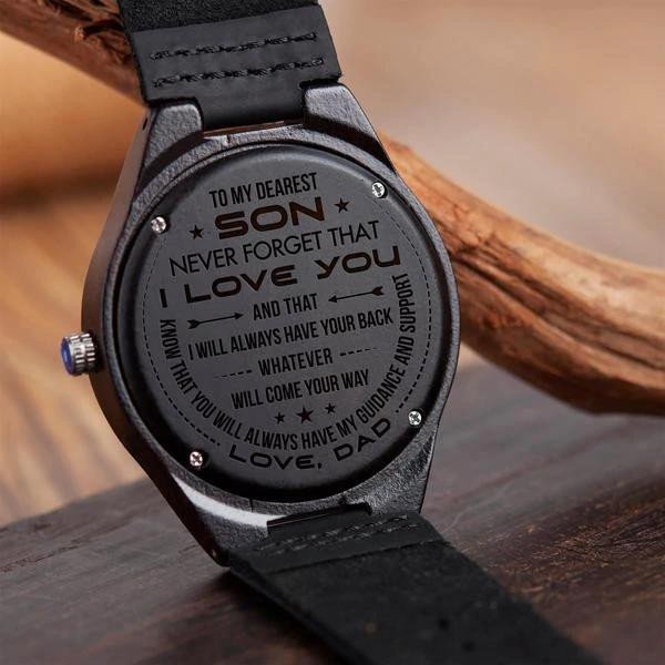Gift For Son From Dad I Will Always Have Your Back Engraved Wooden Watch