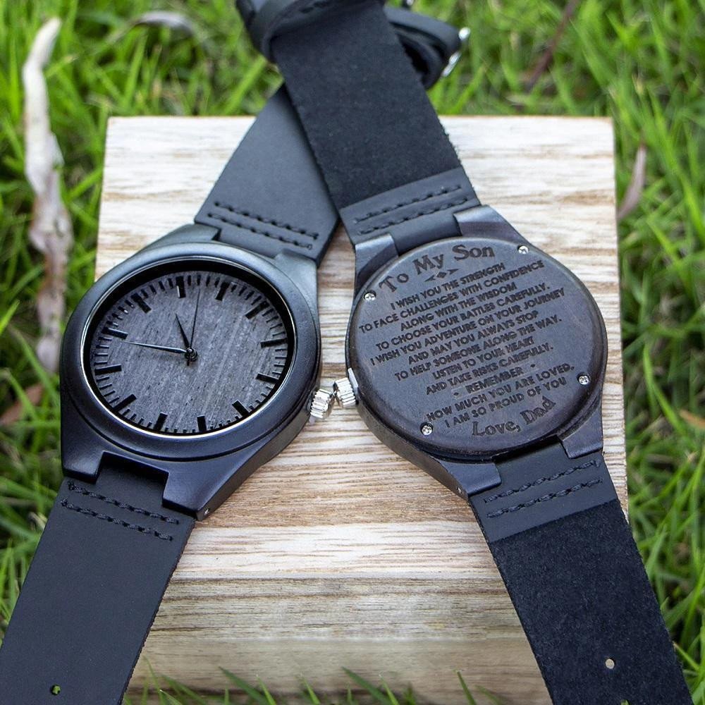 Gift For Son From Dad Remember How Much You Are Loved Engraved Wooden Watch