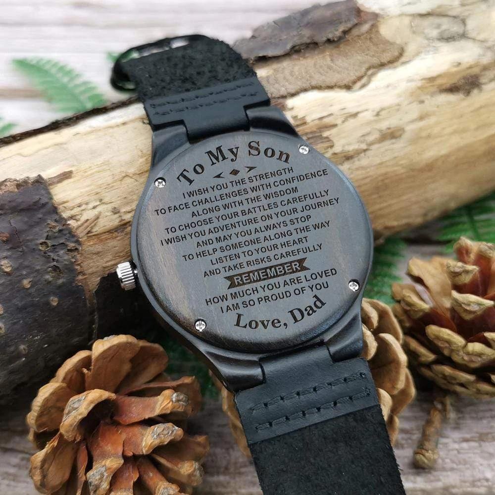 Gift For Son From Dad Remember How Much You Are Loved Engraved Wooden Watch