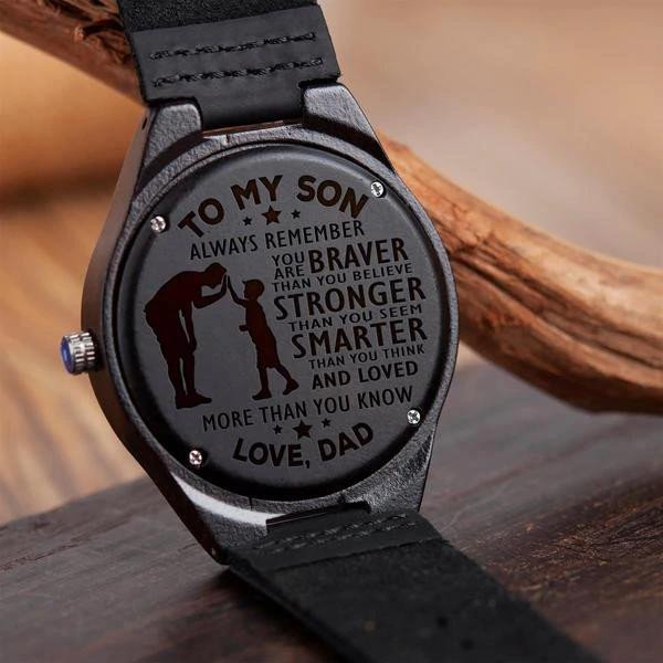 Gift For Son From Dad You Are Braver Than You Believe Engraved Wooden Watch