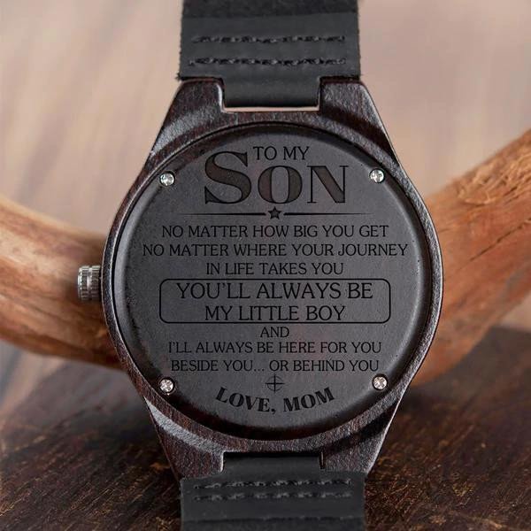 Gift For Son From Mom I Will Always be Here For You Engraved Wooden Watch