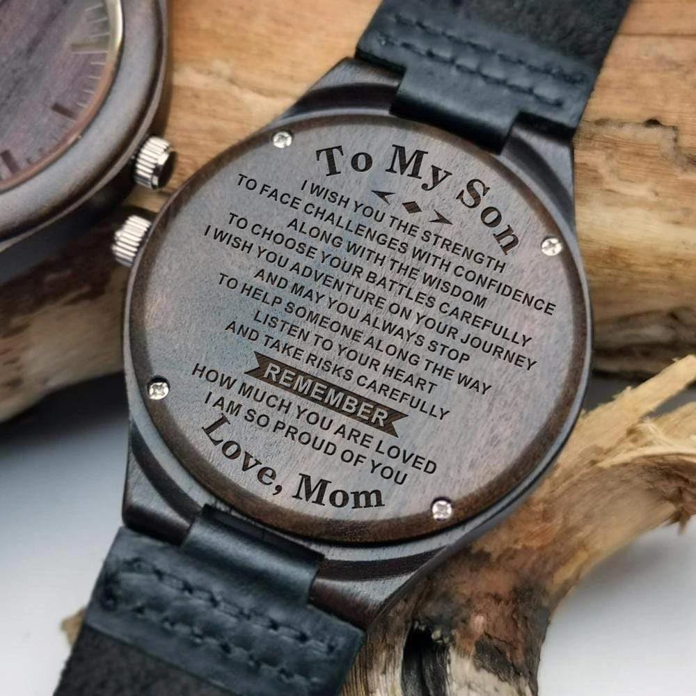 Gift For Son From Mom Remember How Much You Are Loved Engraved Wooden Watch