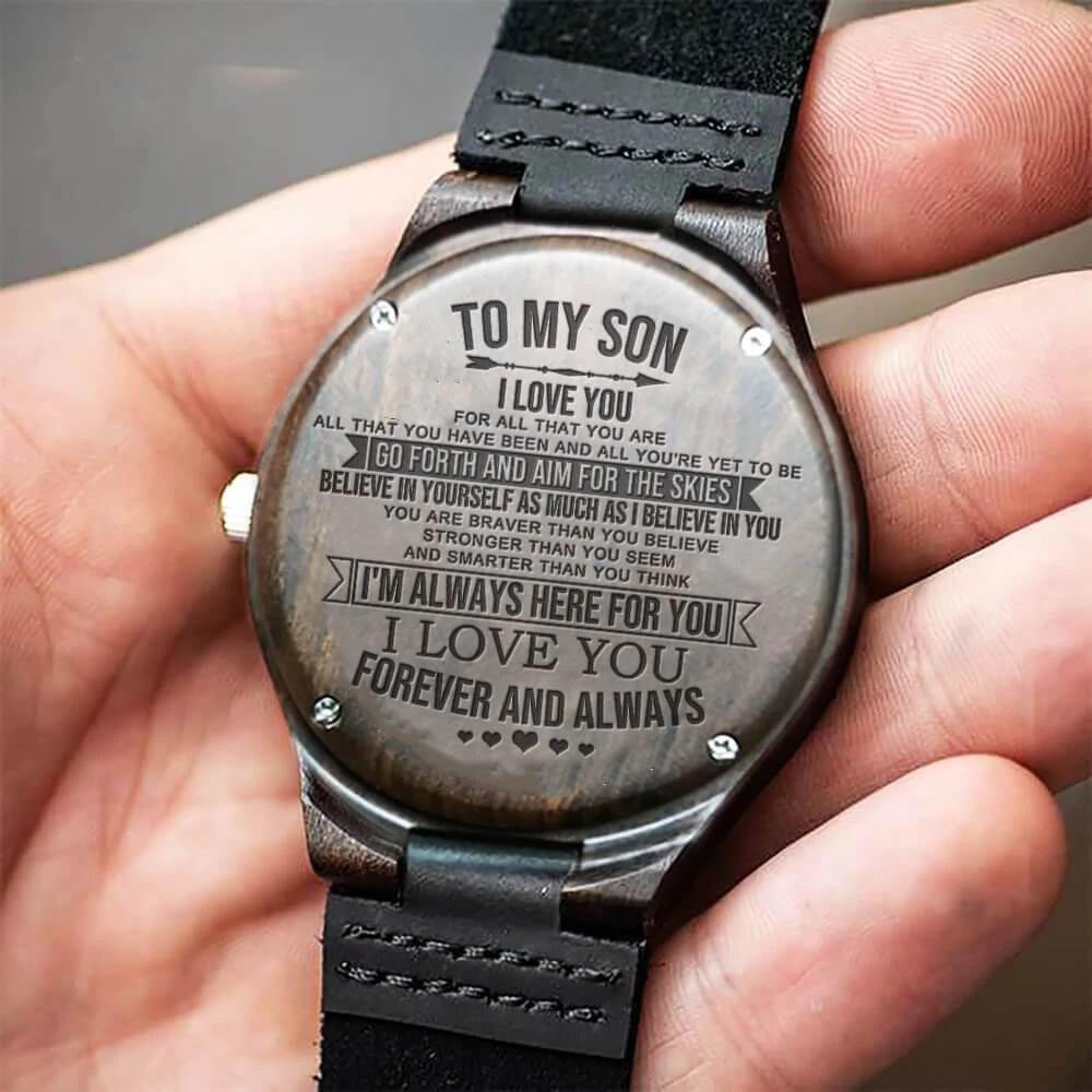 Gift For Son I Love You Forever And Always Engraved Wooden Watch