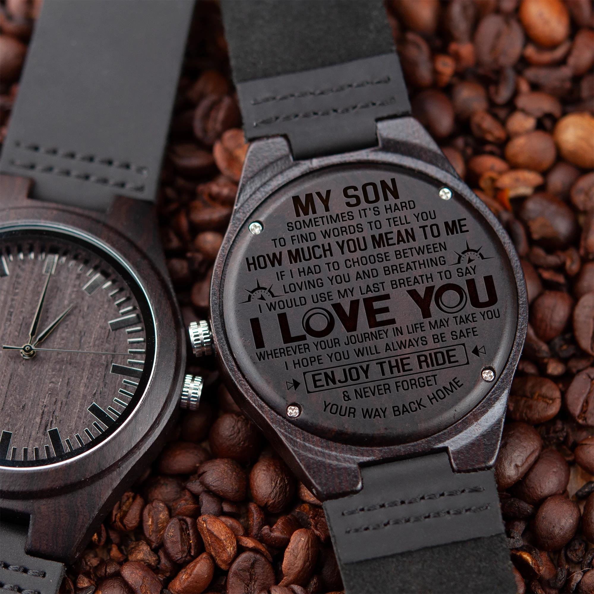 Gift For Son Never Forget Your Way Back Home Engraved Wooden Watch