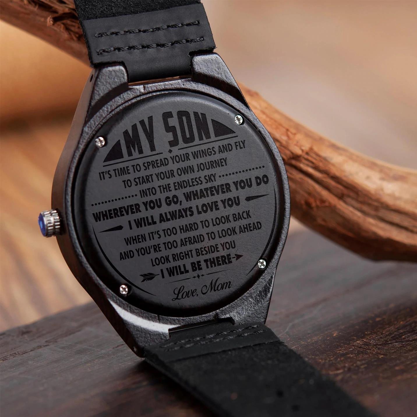 Gift For Son Wherever You Go Whatever You Do Engraved Wooden Watch