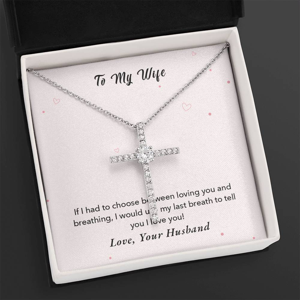 Gift For Wife CZ Cross Necklace I Love You Forever And Always
