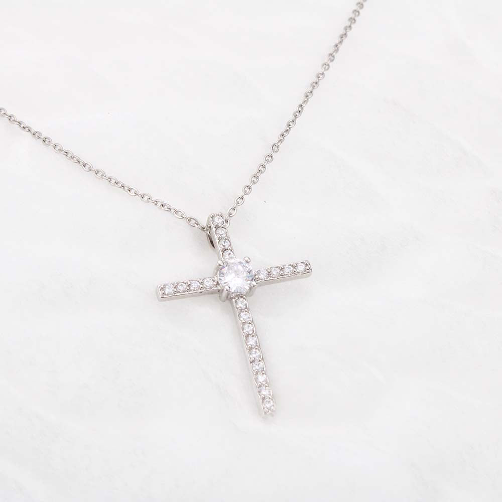 Gift For Wife CZ Cross Necklace I Love You Forever And Always