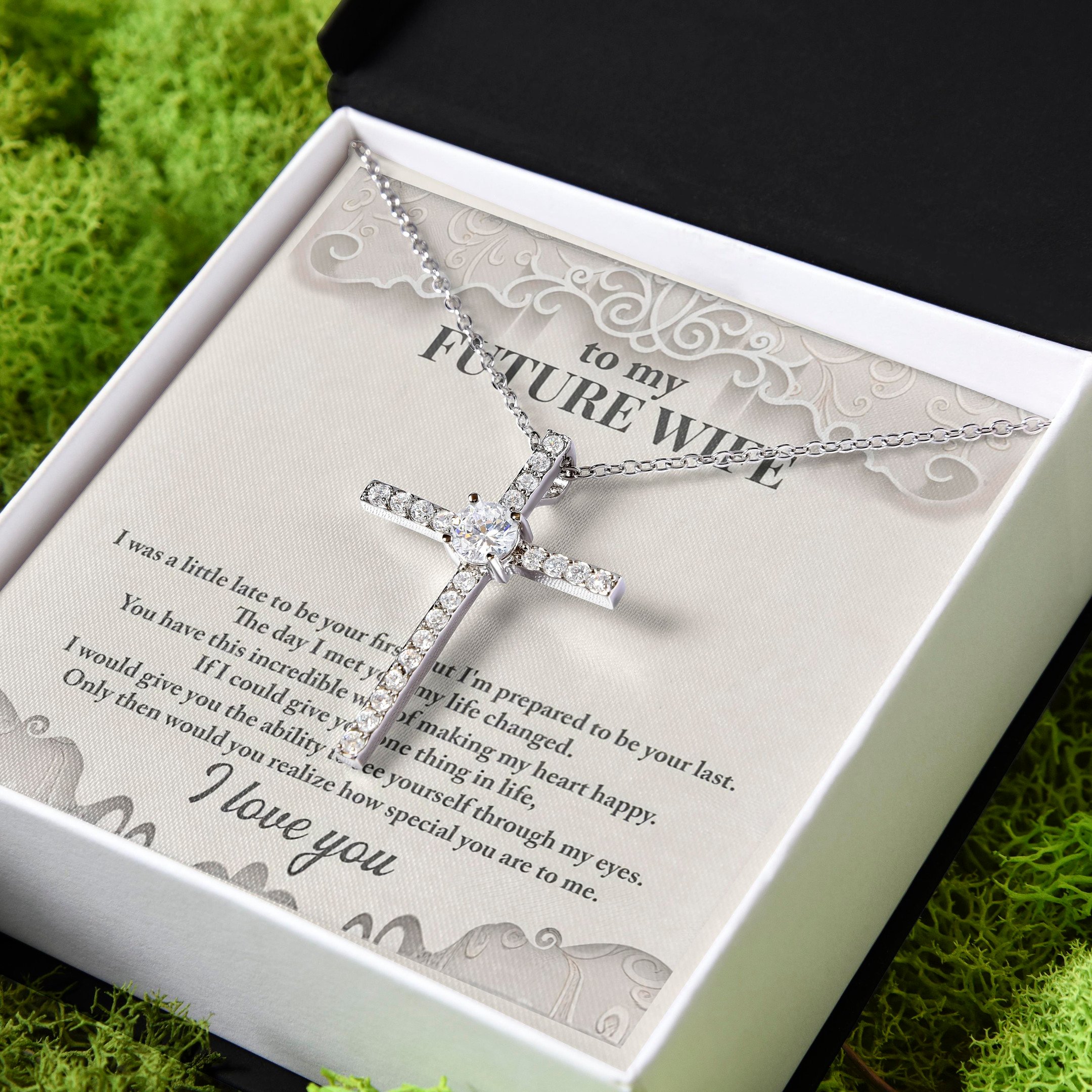Gift For Wife Future Wife How Special You Are To Me Love You CZ Cross Necklace