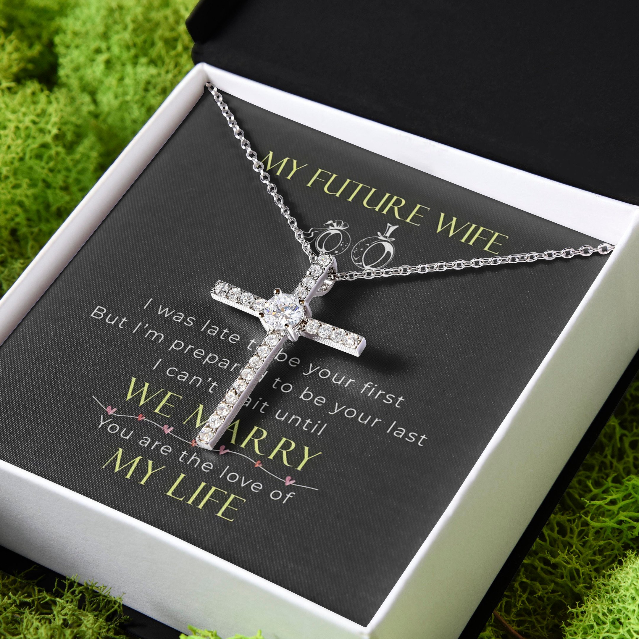 Gift For Wife Future Wife I'm Prepared To Be Your Last CZ Cross Necklace