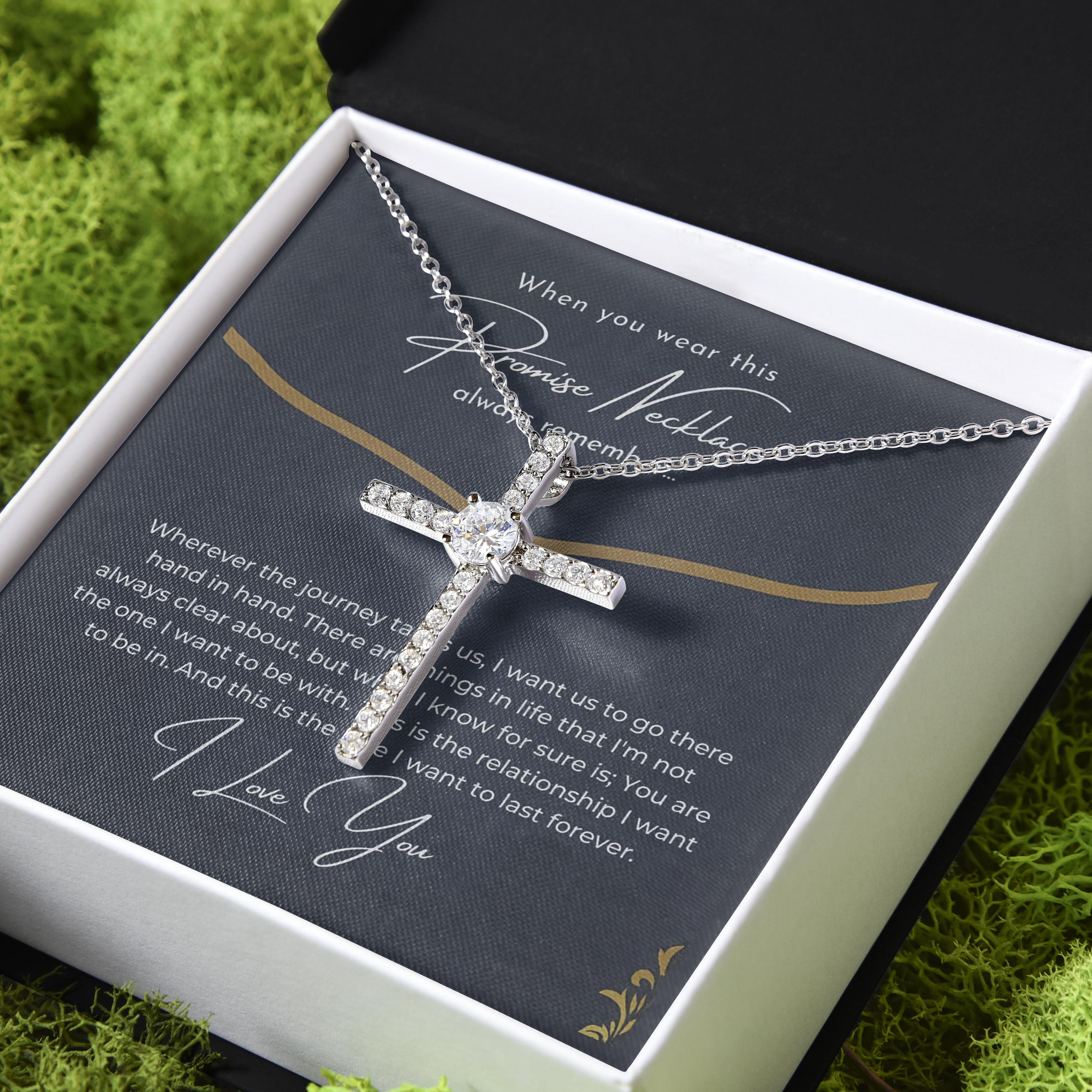 Gift For Wife I Love You CZ Cross Necklace