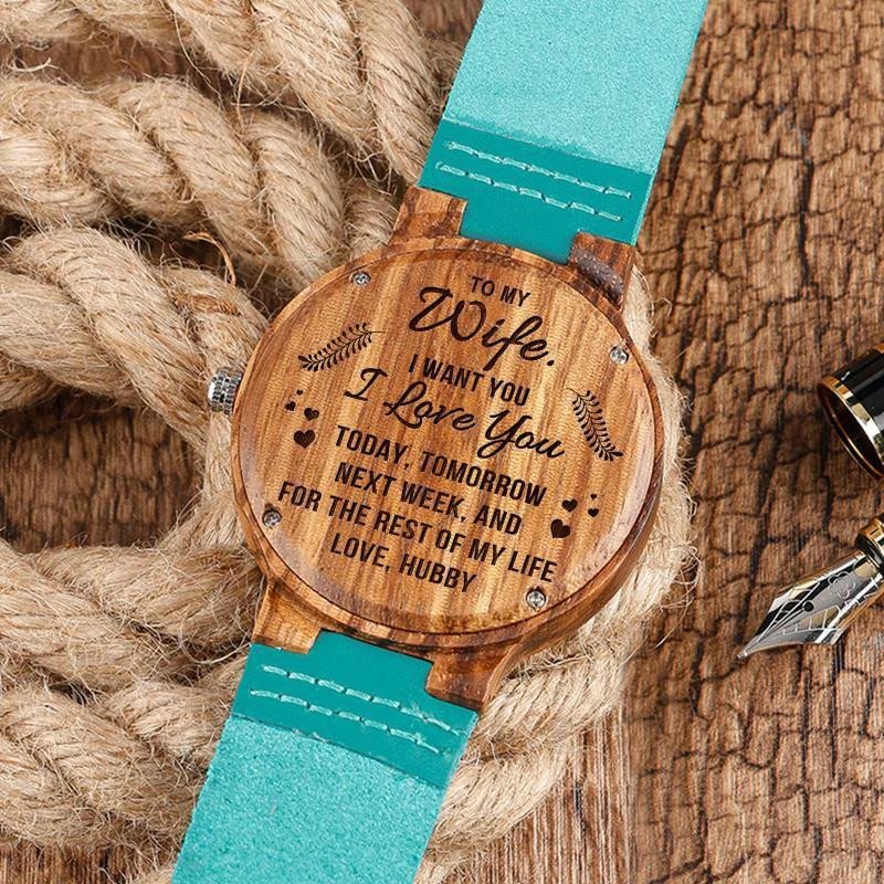 Gift For Wife Love You Rest Of My Life Engraved Wooden Watch