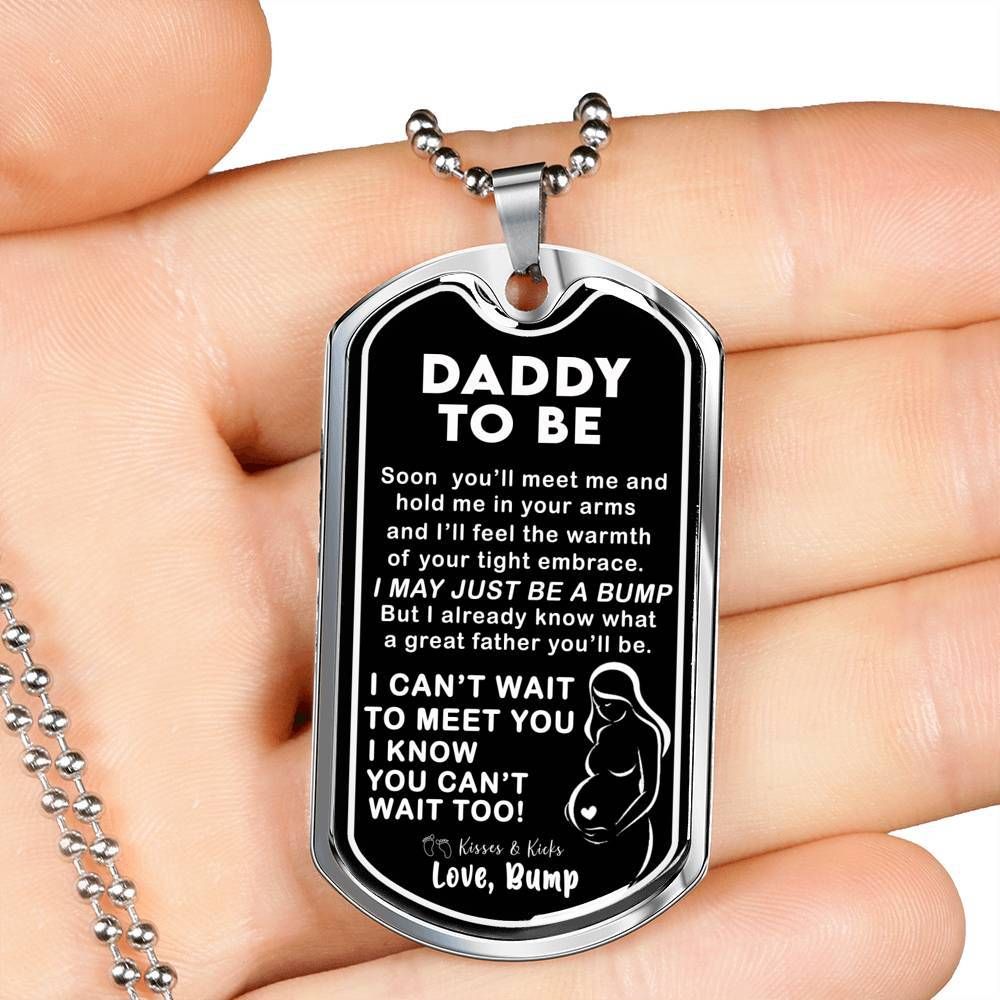 Giving Daddy To Be Dog Tag Necklace Soon You'll Meet Me