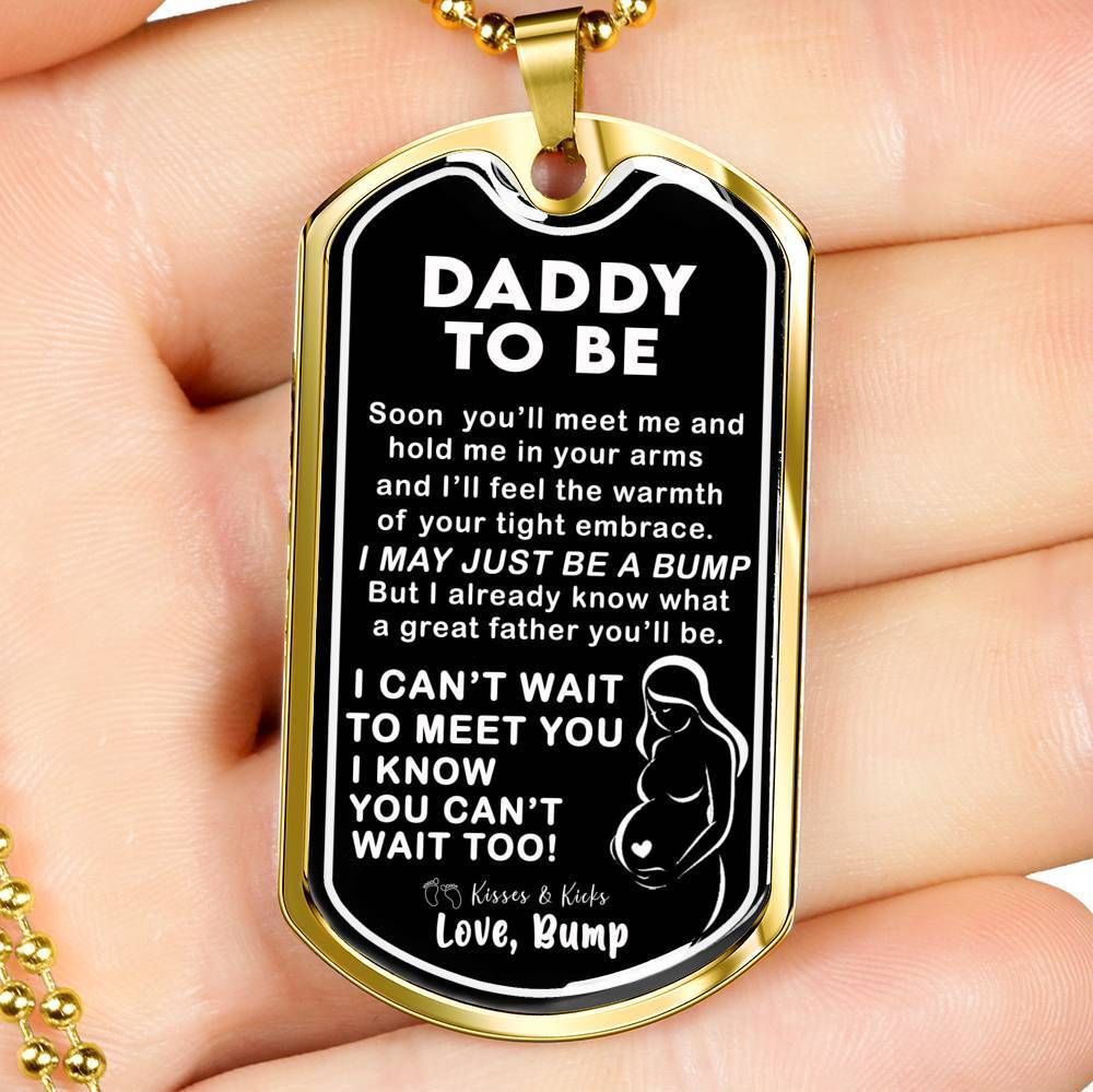 Giving Daddy To Be Dog Tag Necklace Soon You'll Meet Me