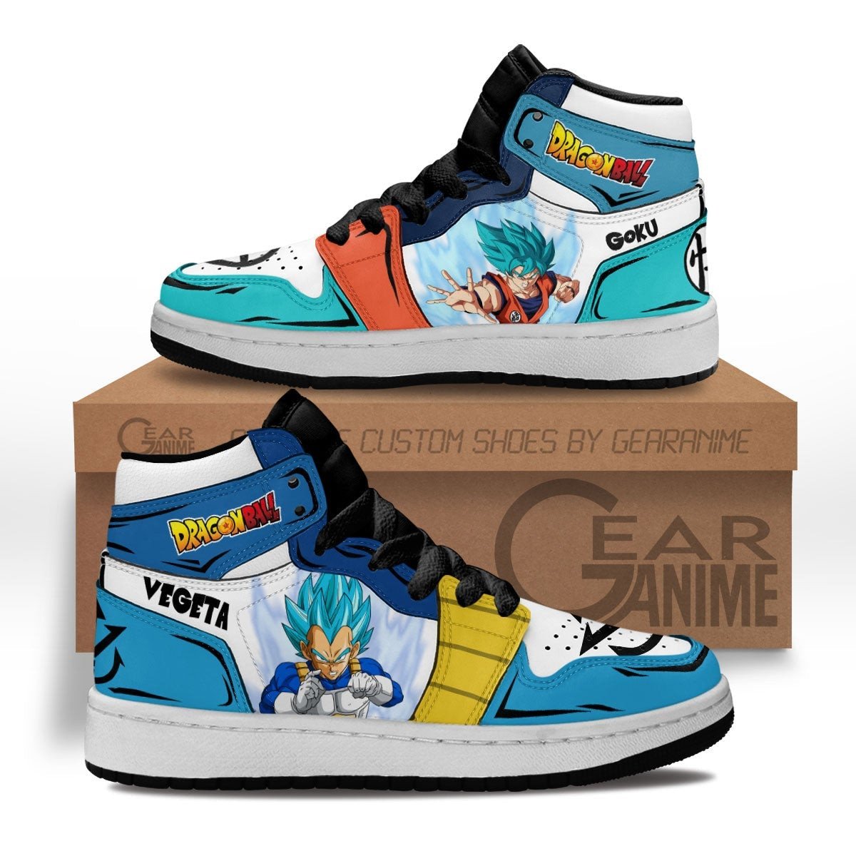 Goku Blue and Vegeta Blue Kids Sneakers Custom Anime Dragon Ball Kids Shoes