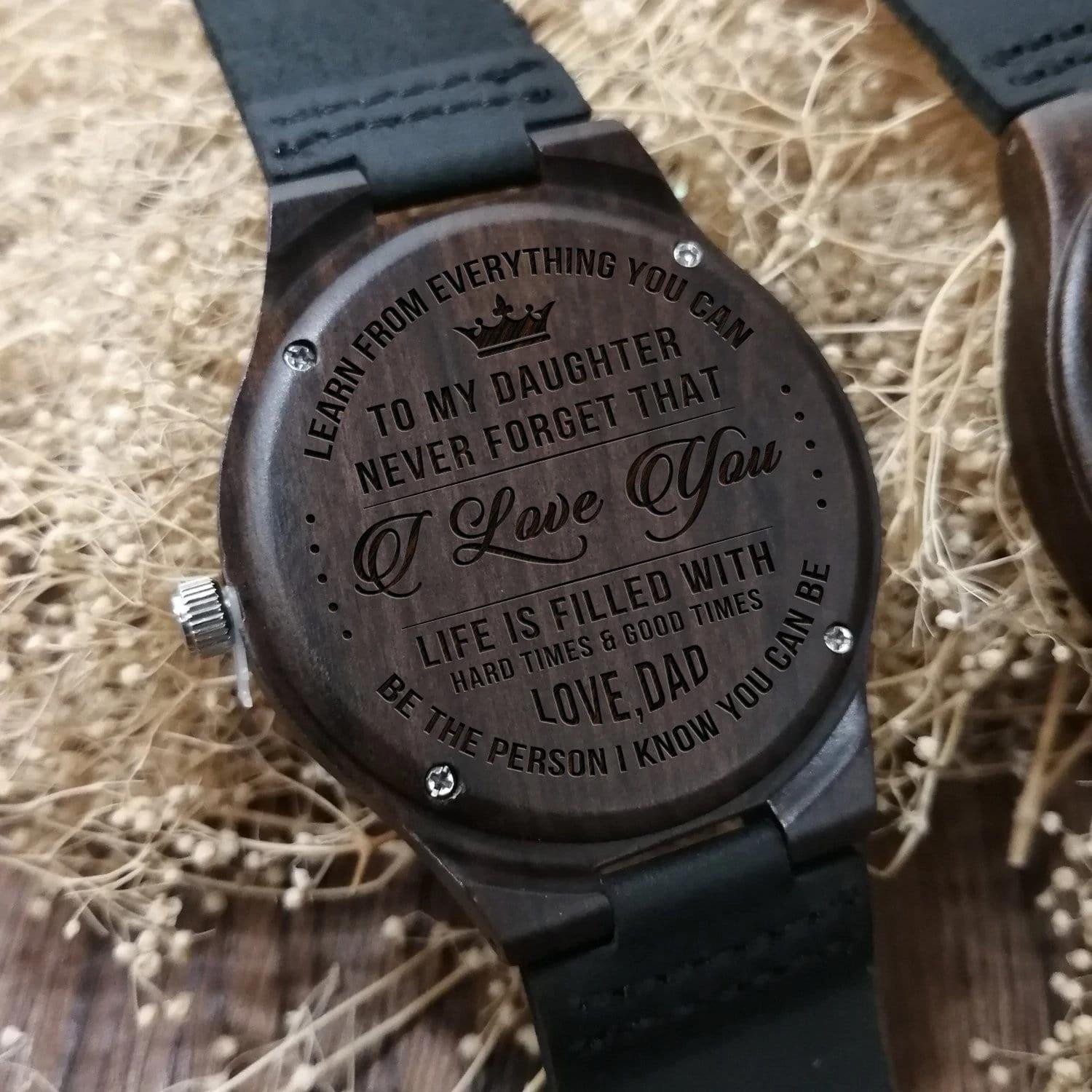 Great Gift For Daughter I Love You Cool Design Engraved Wooden Watch