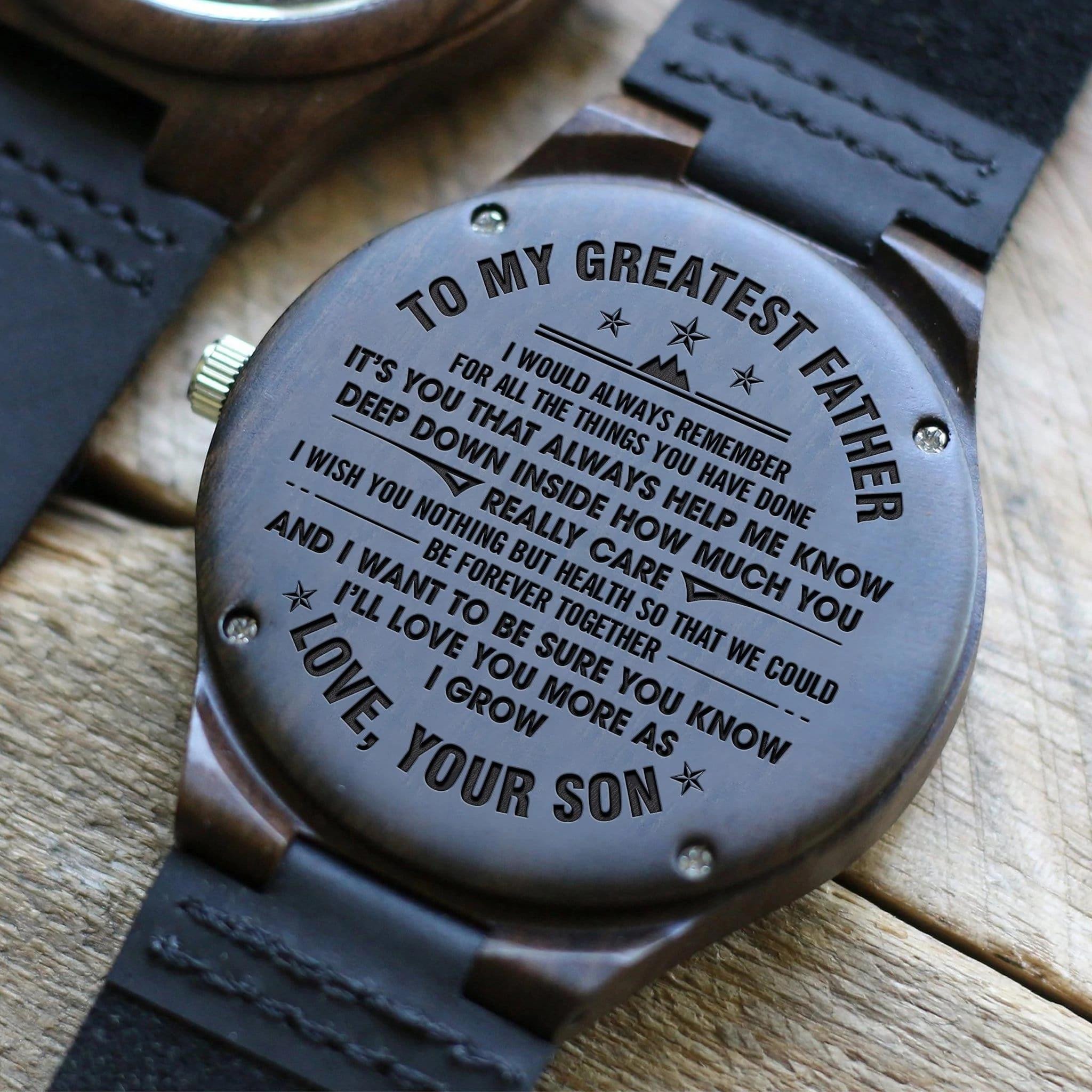Greatest Gift For Father I Love You More Impressive Design Engraved Wooden Watch