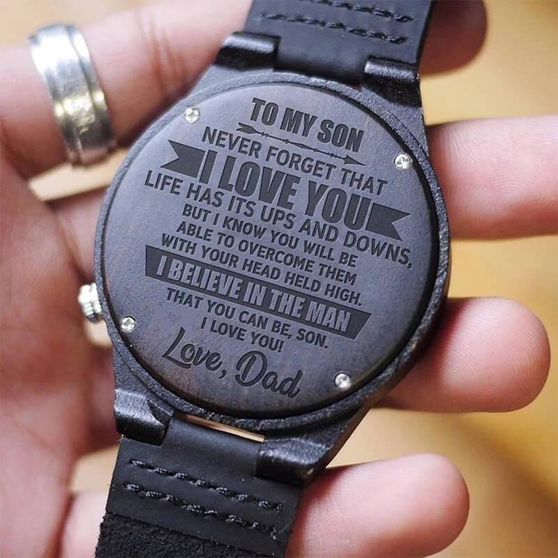 I Believe In You Engraved Wooden Watch Gift For Son From Dad