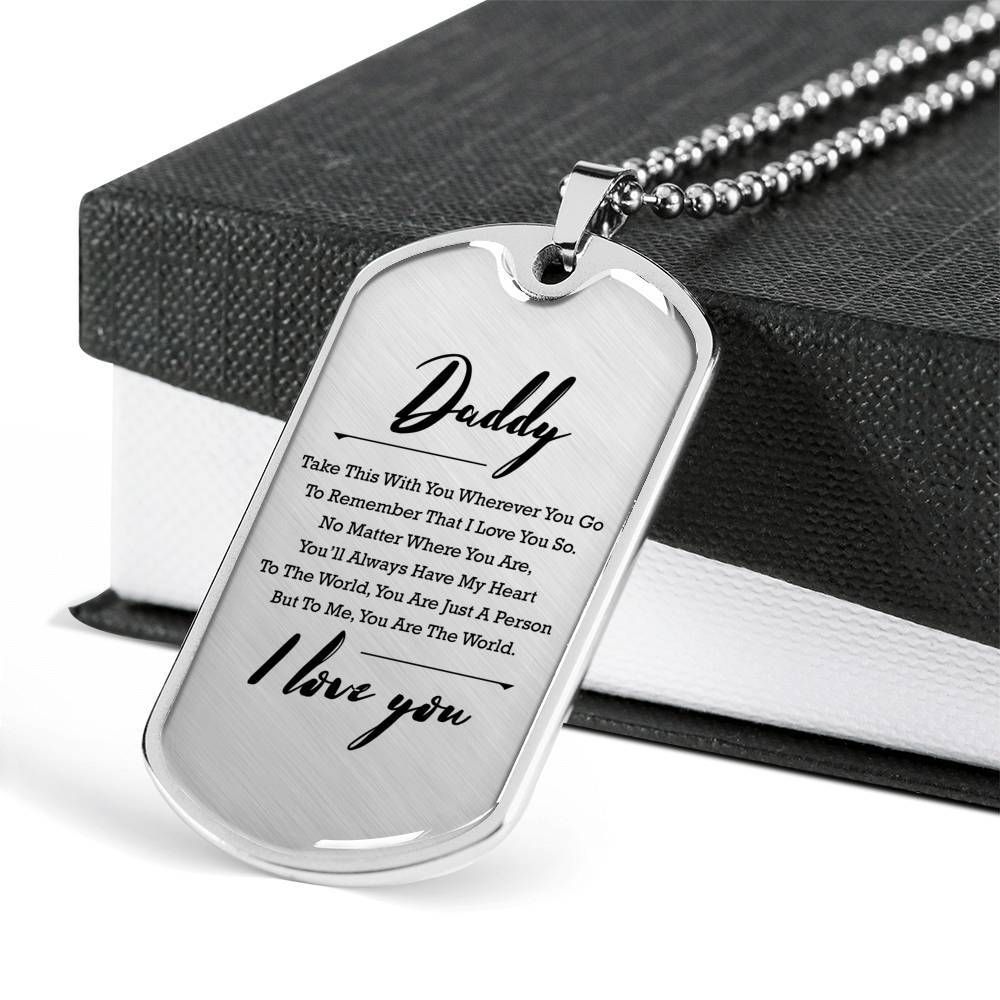 I Love You Dog Tag Necklace For Daddy