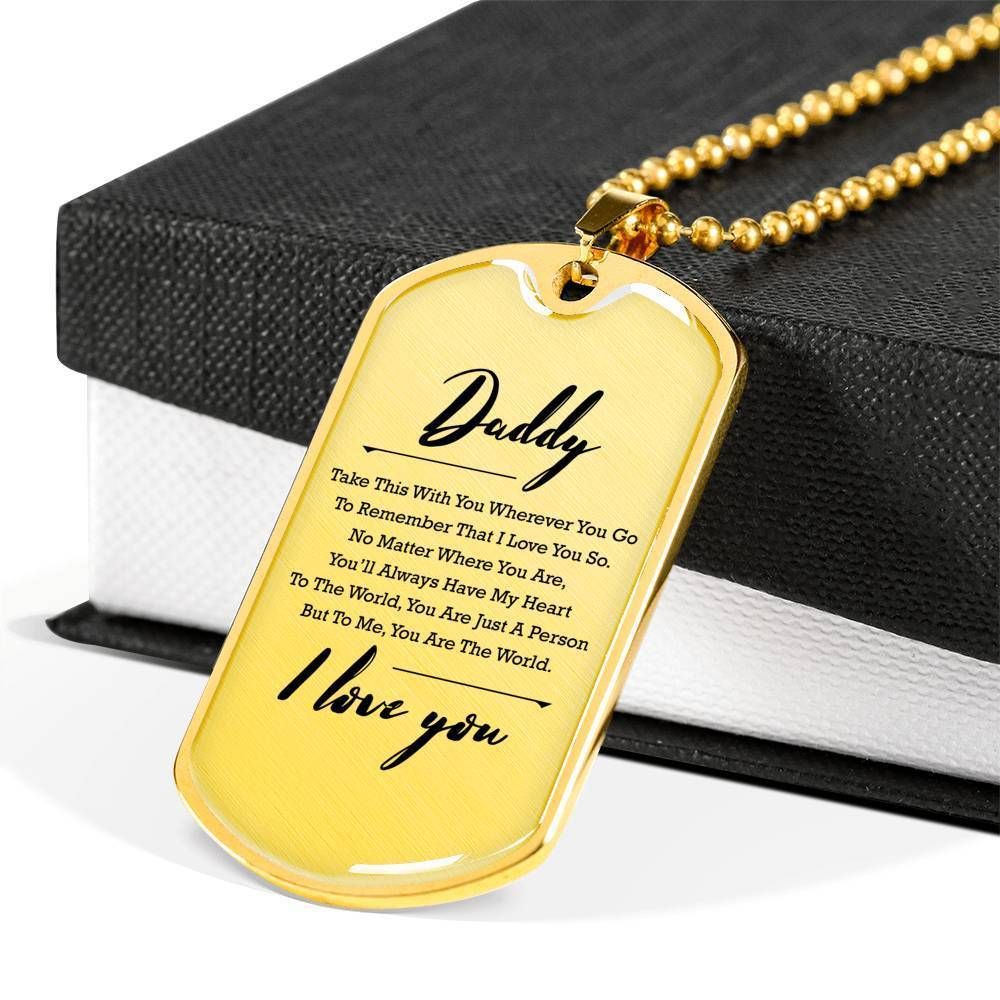 I Love You Dog Tag Necklace For Daddy