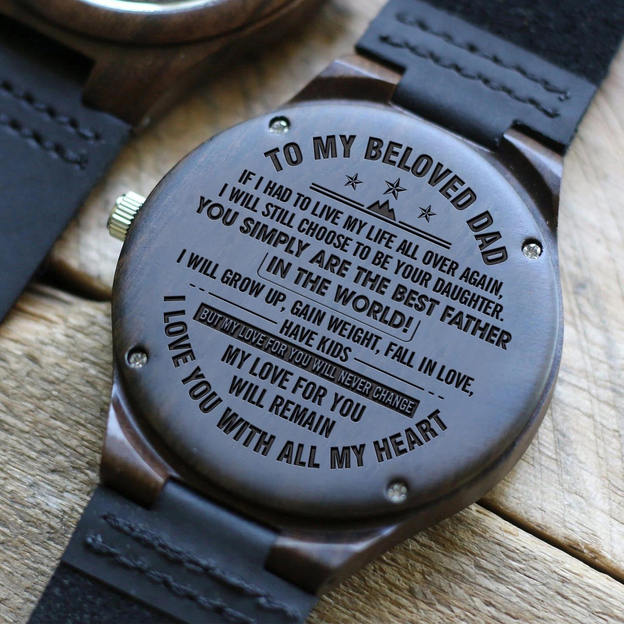 I Love You With All My Heart Engraved Wooden Watch Gift For Dad