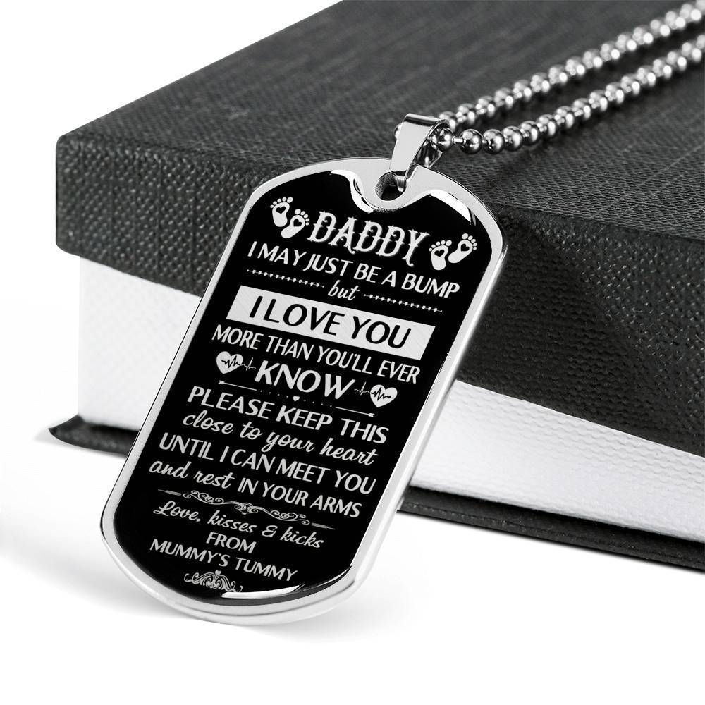 I May Just Be A Bump Dog Tag Necklace Gift For Dad FV02