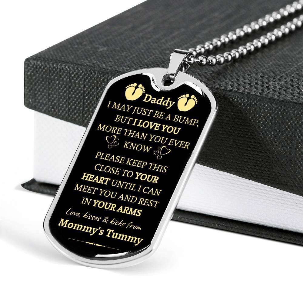 I May Just Be A Bump I Love You More Than You Ever Know Dog Tag Necklace Gift For Dad