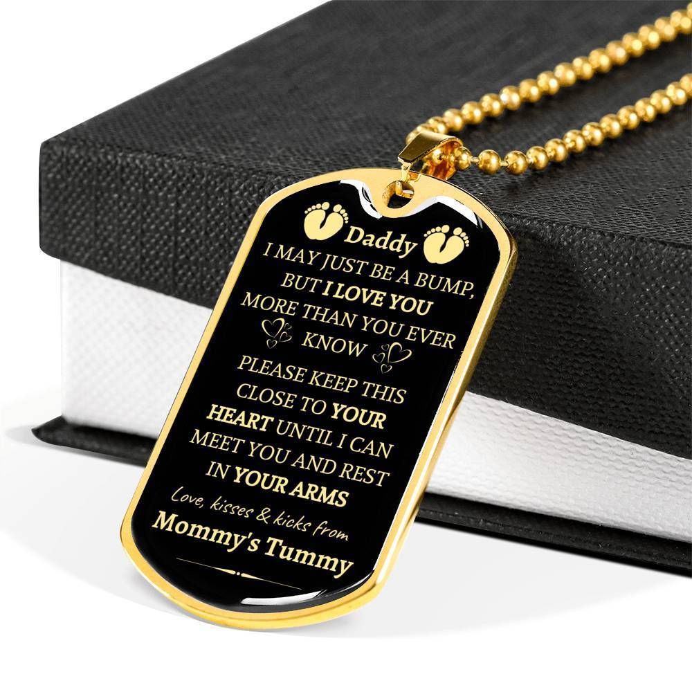 I May Just Be A Bump I Love You More Than You Ever Know Dog Tag Necklace Gift For Dad