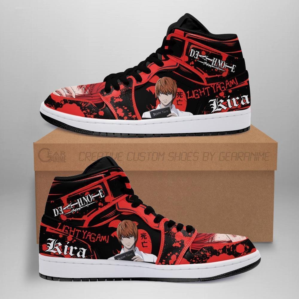 Light Yagami Sneakers Red Custom Death Note Anime Shoes Fan MN05