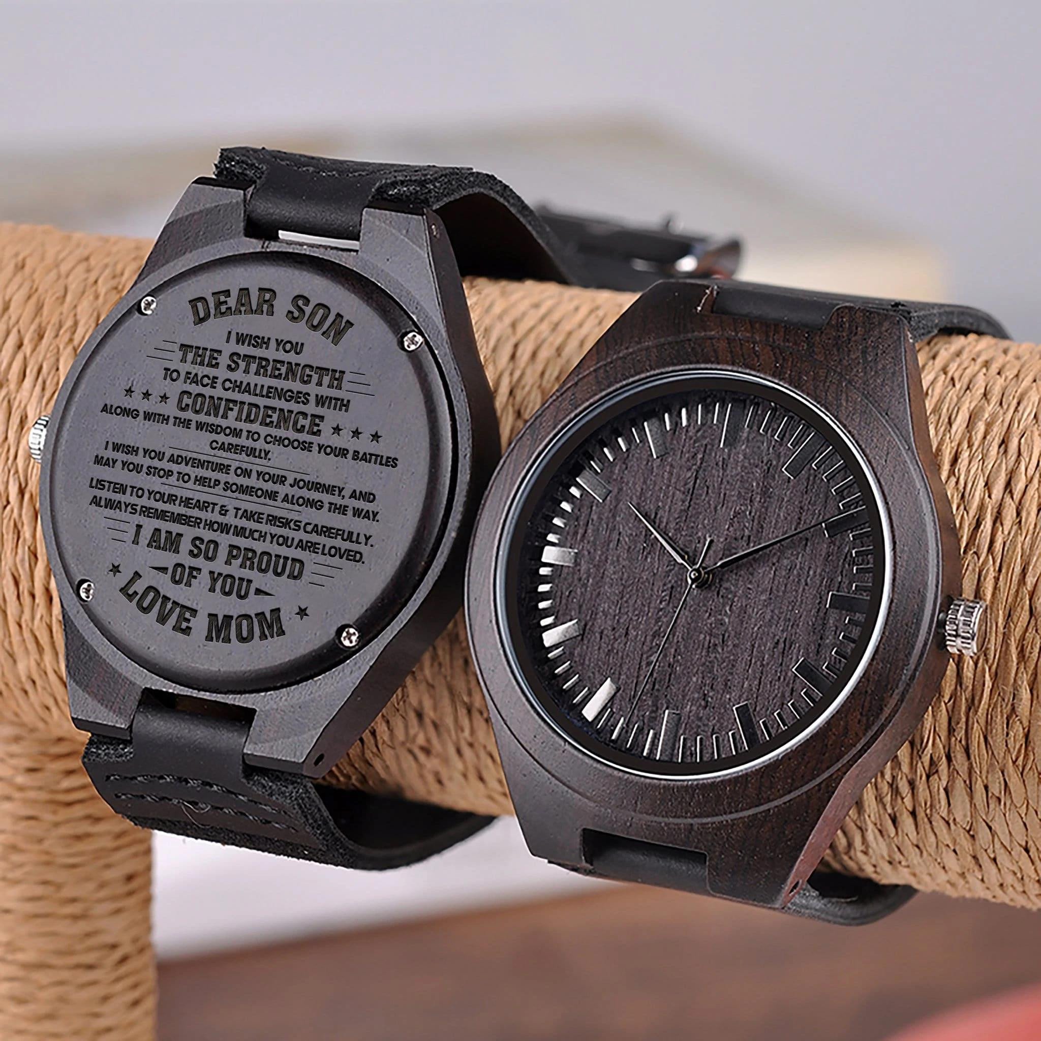 Mom Birthday Gift For Son I Am So Proud Of You Engraved Wooden Watch