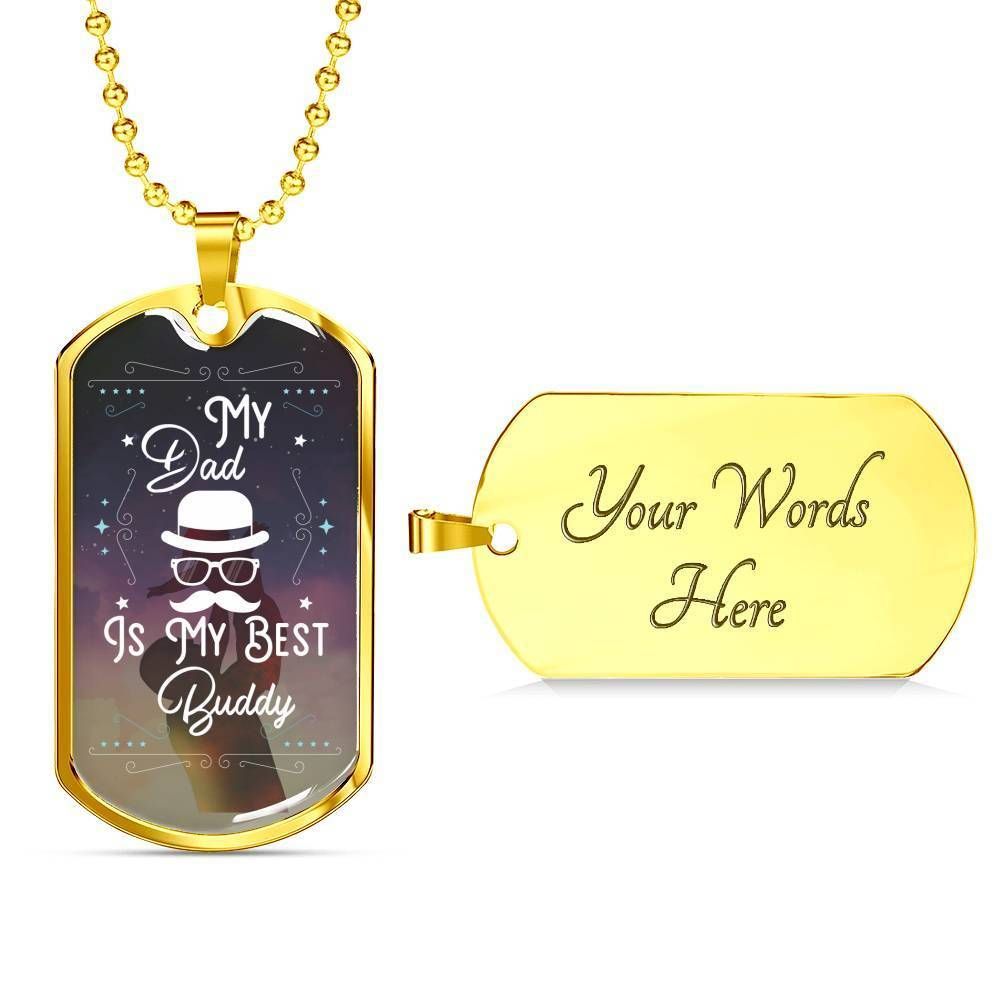 My Best Buddy Stainless Dog Tag Pendant Necklace Gift For Dad