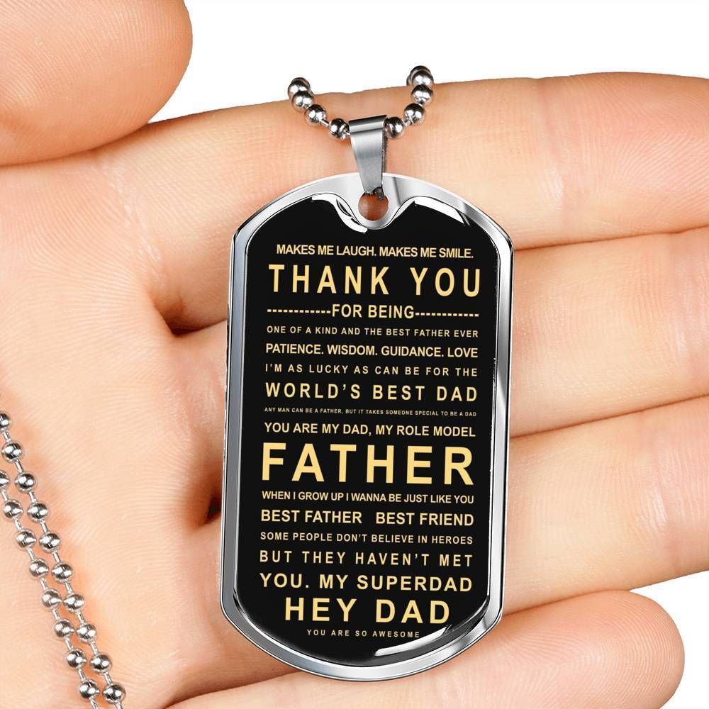 My Superdad Dog Tag Necklace Gift For Daddy