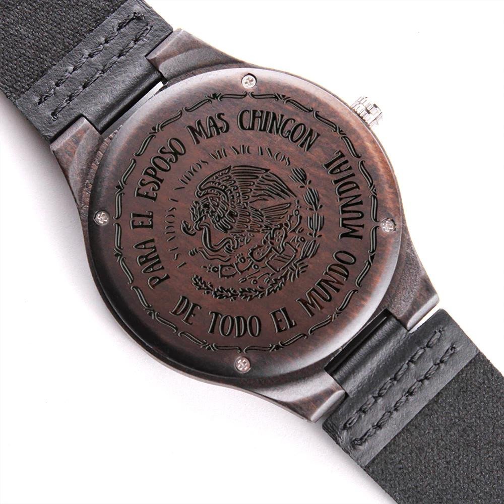Para El Esposo Mas Chingon Cool Design Engraved Wooden Watch