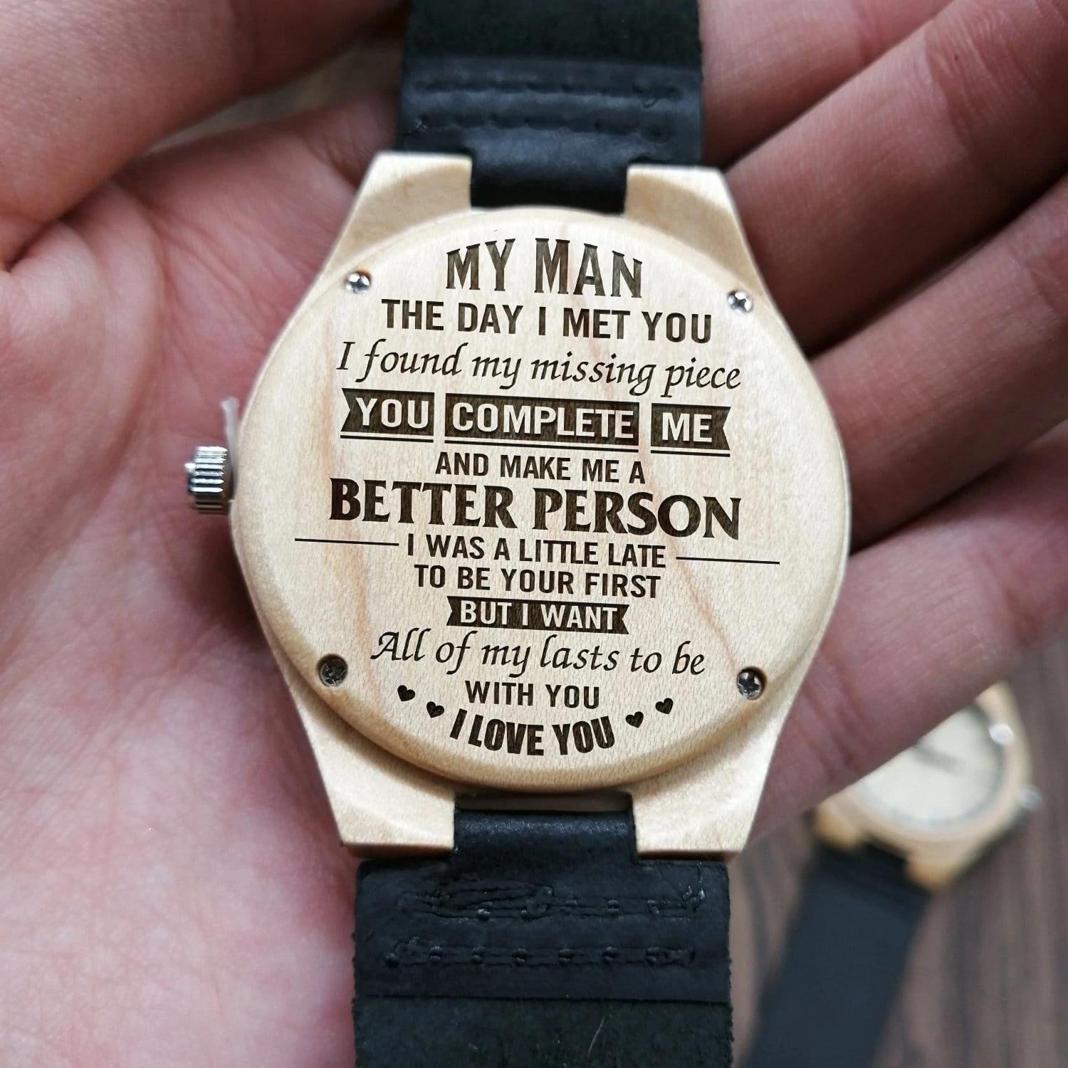 Perfect Gift For Him You Make Me Better Person Cool Design Engraved Wooden Watch