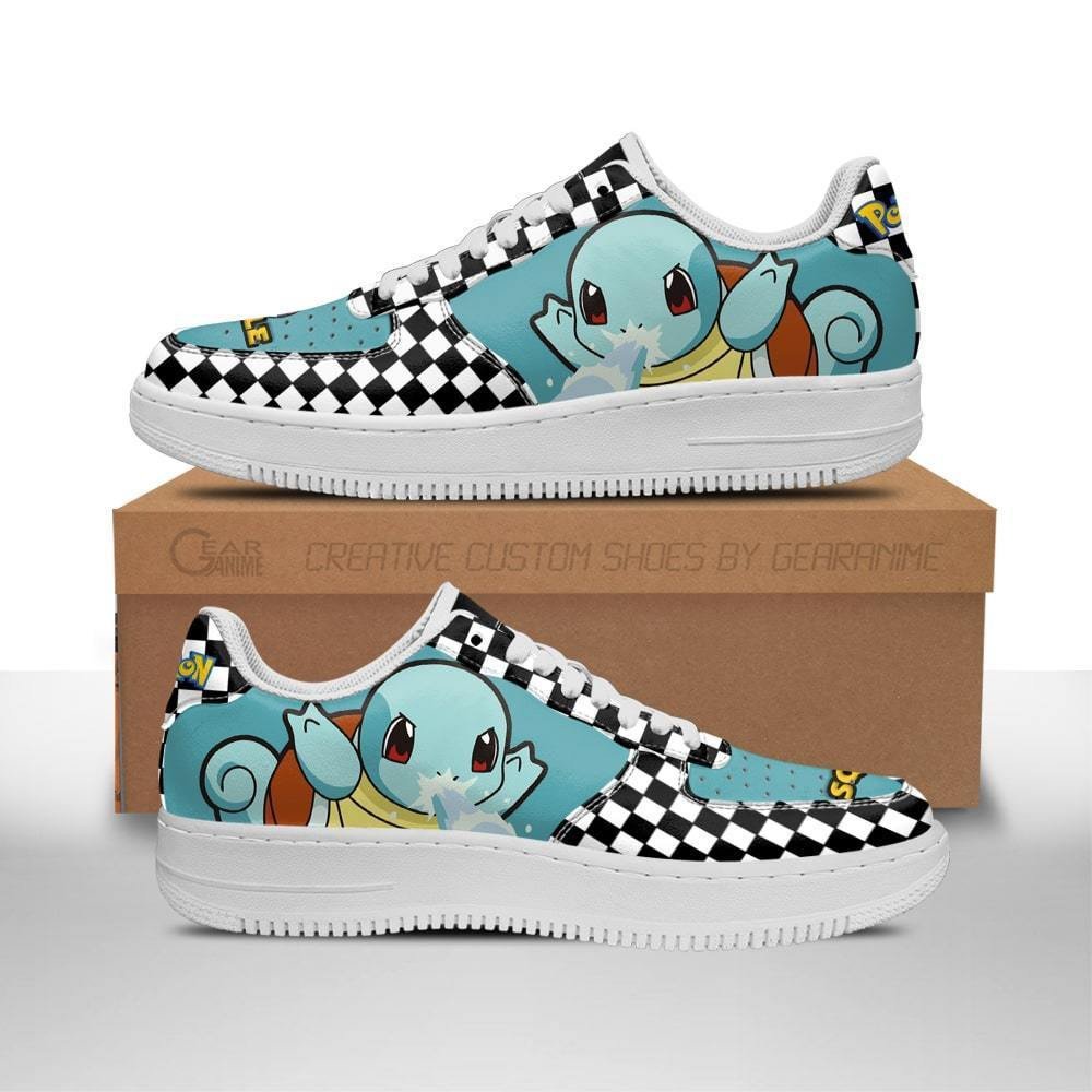 Poke Squirtle Sneakers Checkerboard Custom Pokemon Shoes