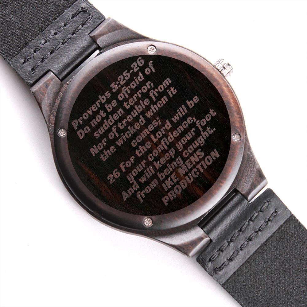 Proverbs Do Not Be Afraid Of Sudden Terror Cool Design Engraved Wooden Watch