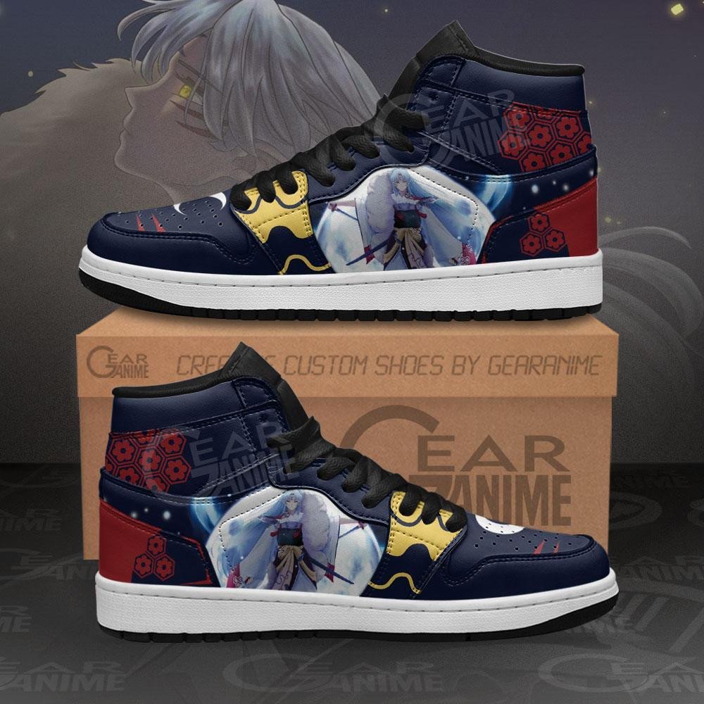 Sesshomaru Sneakers Dark Theme Custom Anime Shoes