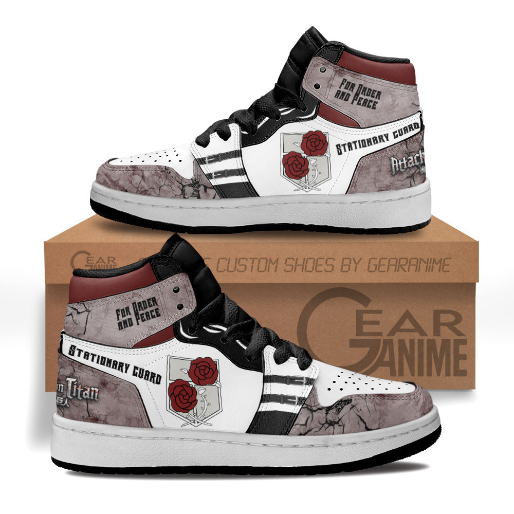 Stationary Guard Kids Sneakers Custom Anime Attack On Titan Kids Shoes