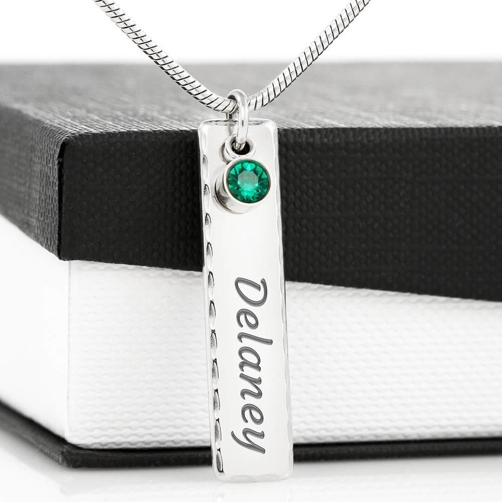 Thank You For Saying Yes Birthstone Name Bar Necklace Gift For Dad