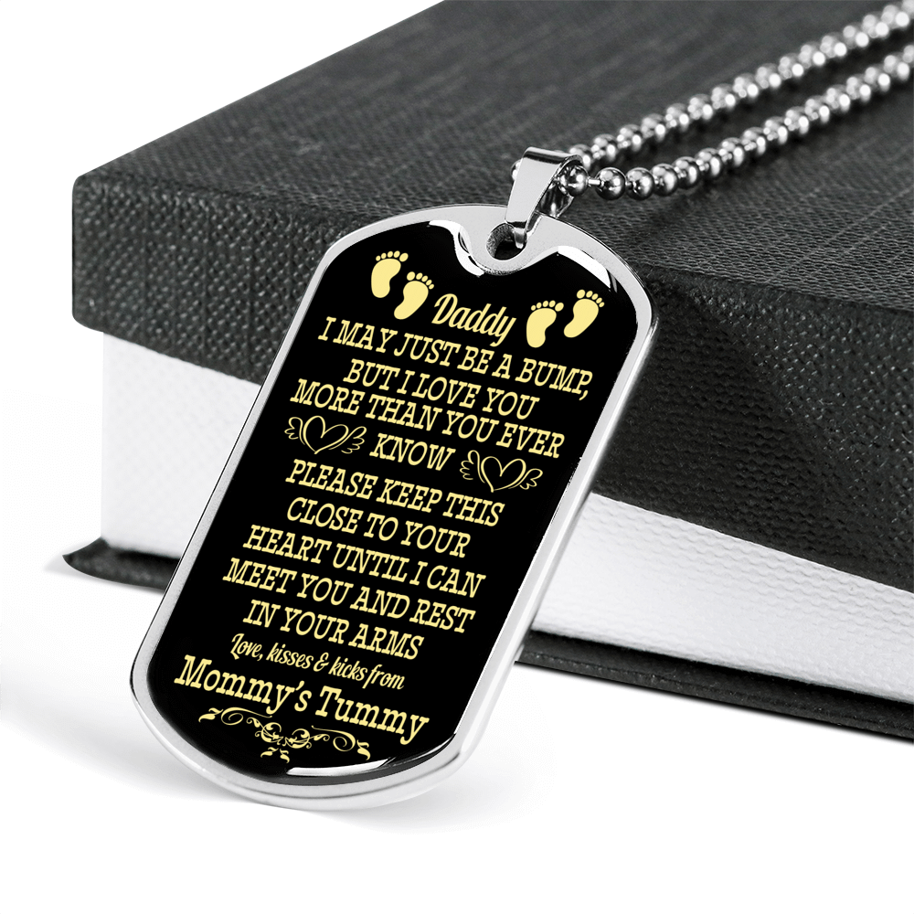 To Daddy To Be I Love You From Baby Bump Dog Tag Necklace Birthday Gifts For Dad Stainless