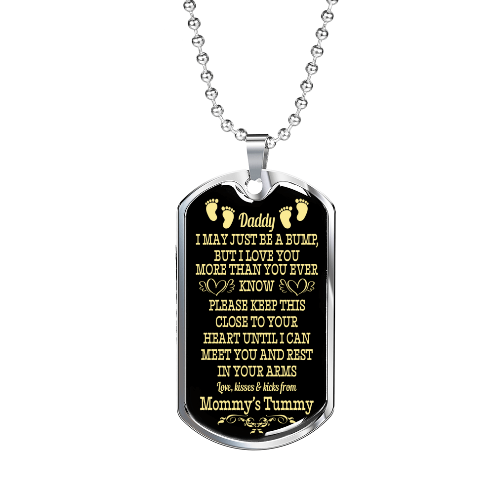 To Daddy To Be I Love You From Baby Bump Dog Tag Necklace Birthday Gifts For Dad Stainless