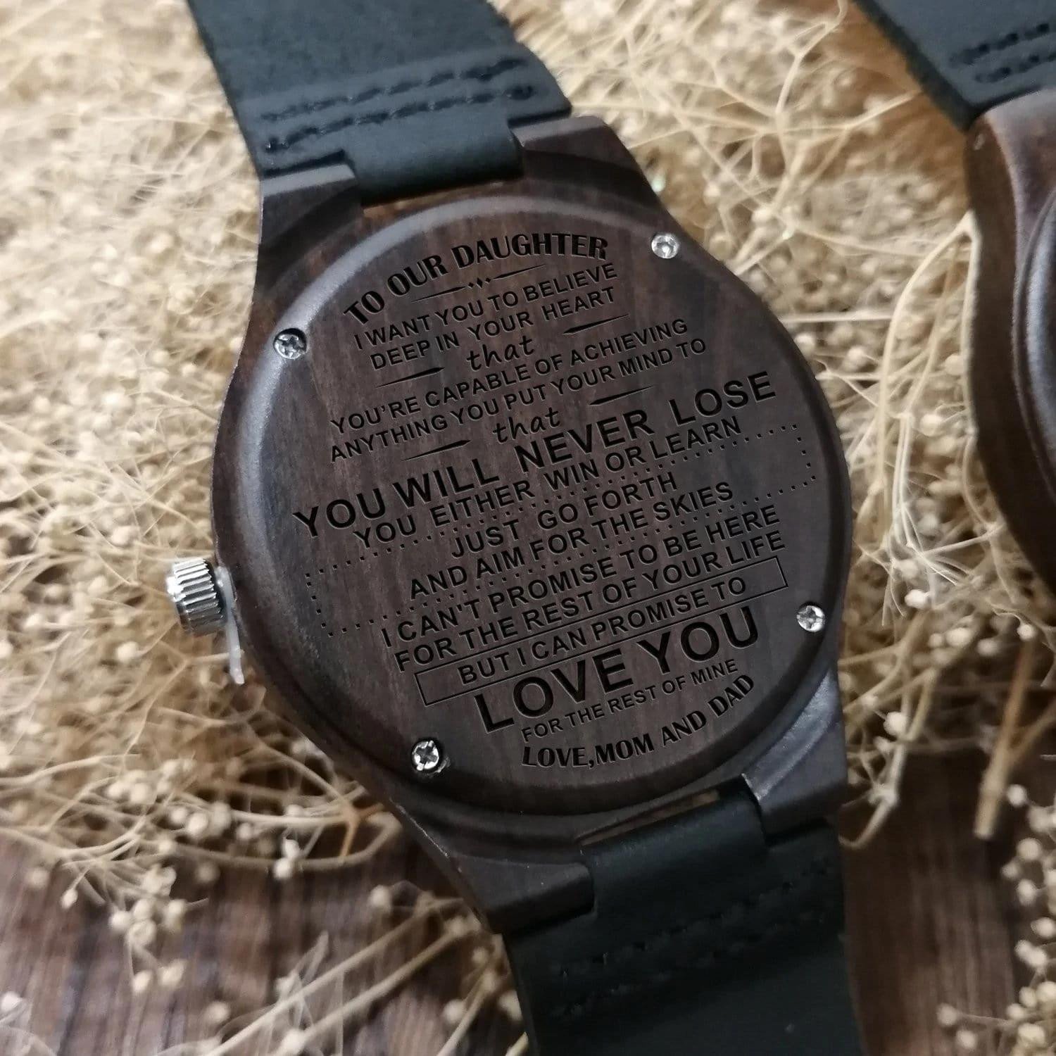 Unique Gift For Daughter You Will Never Lose Impressive Design Engraved Wooden Watch
