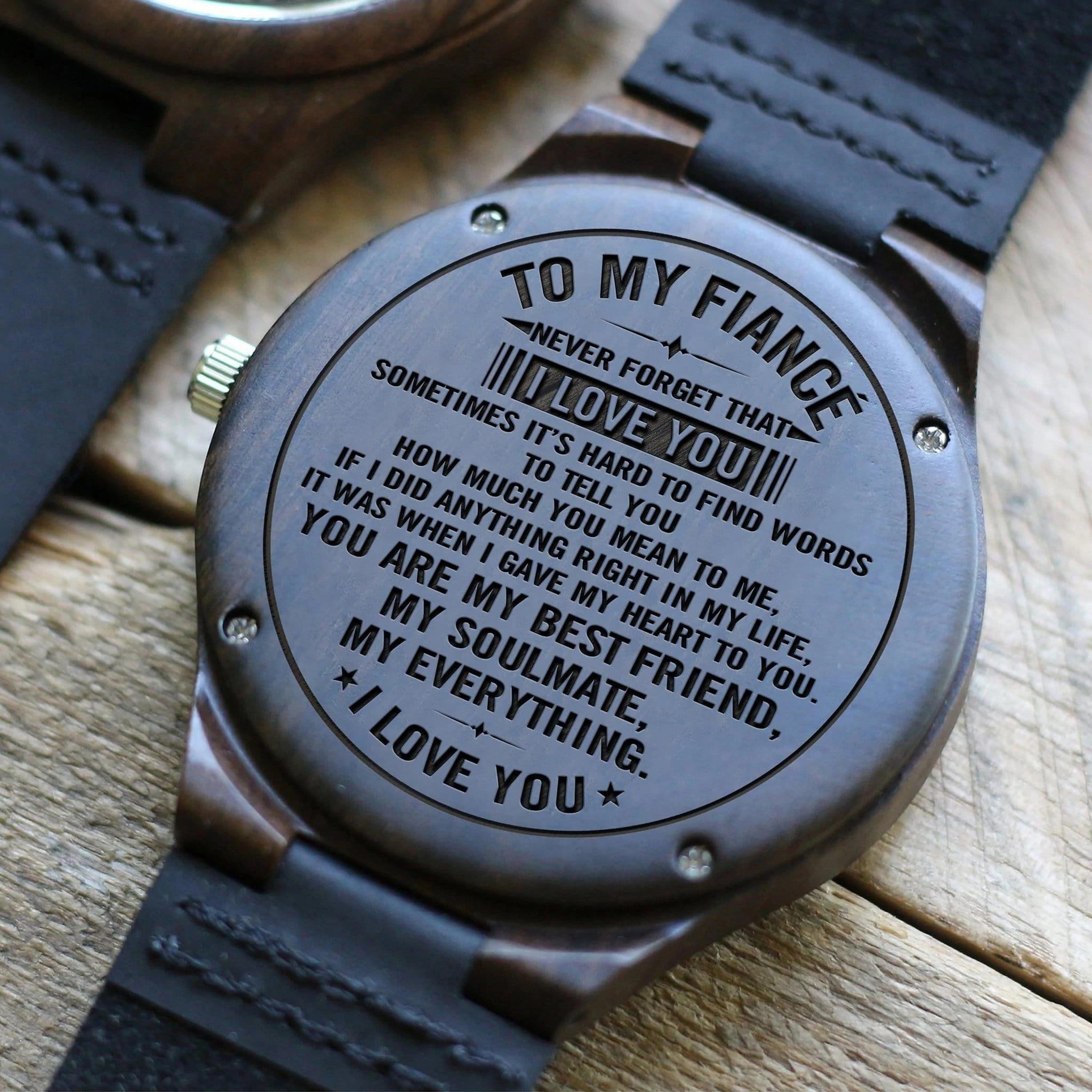 Unique Gift For Husband Fiance My Everything Cool Design Engraved Wooden Watch