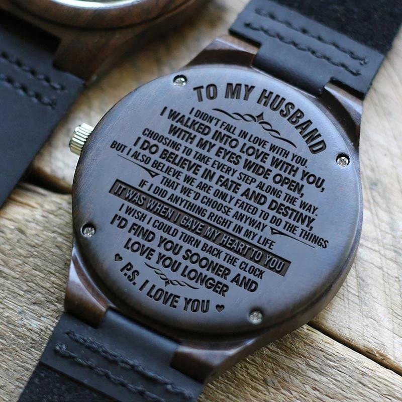 Unique Gift For Husband I Believe In Fate And Destiny Engraved Wooden Watch