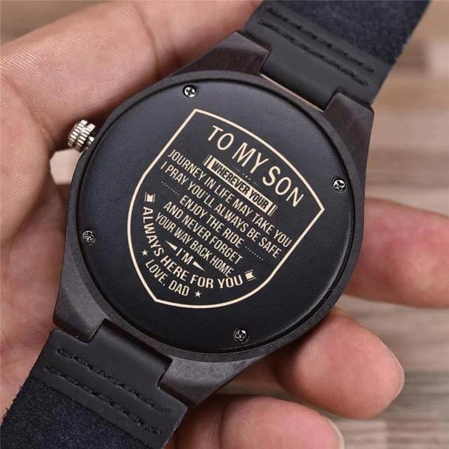 Unique Gift For Son I Am Always Here For You Impressive Design Engraved Wooden Watch